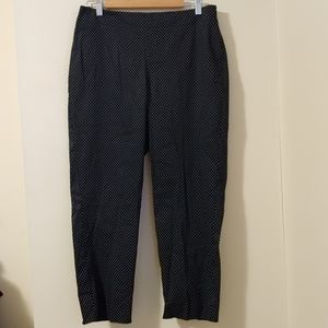 Talbots Sateen Black White Polka Dot Ankle Pant Size 10
